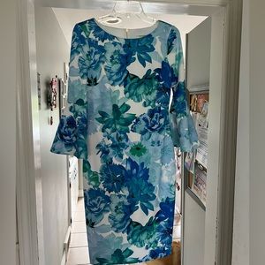 Calvin klein fitted dress with bell sleeves